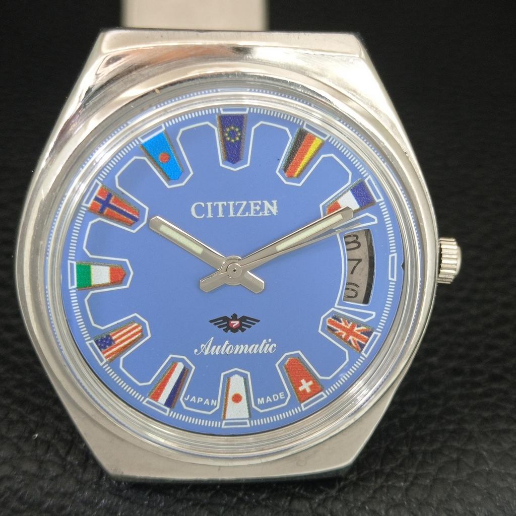 ОРИГИНАЛЬНЫЕ ВИНТАЖНЫЕ АВТОМАТИЧЕСКИЕ ЧАСЫ CITIZEN 8200 ЯПОНИЯ МУЖСКИЕ С СИННИМ ЦИФЕРБЛАТОМ a709323-1