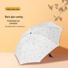 Three-Fold Gold-Stamped Vinyl Feather Umbrella - Foldable Sunshade & Rain Protection with Logo