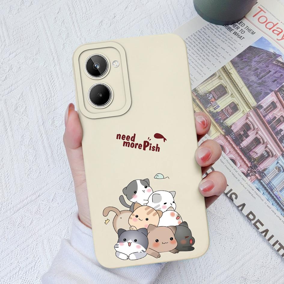 Для Realme 9 10 Pro + Plus 5 6 7 8 Pro чехол с милым котом защитный квадратный жидкий мягкий силиконовый бампер для OPPO Realme 2 5i 6i 8i 9i Fundas Coque