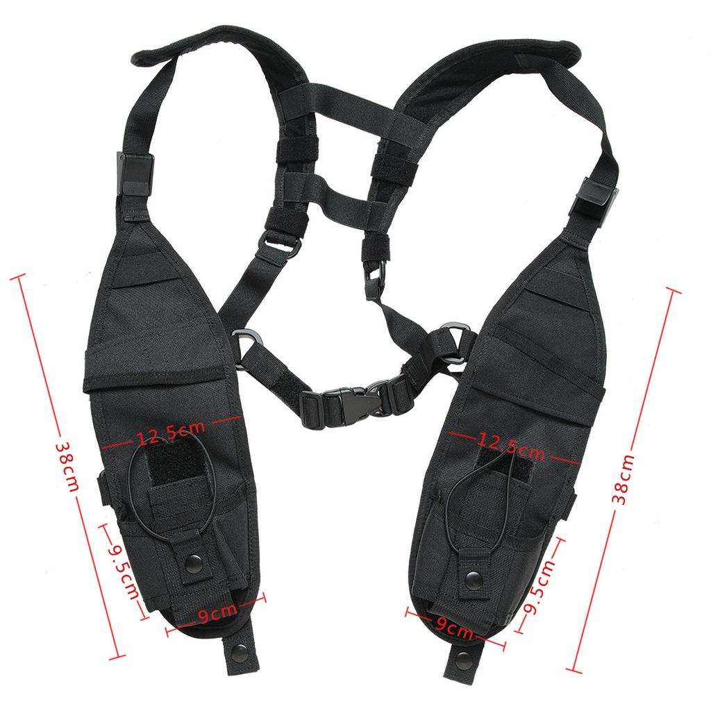 Universal Double Radio Shoulder Harness Holster Chest Vest Rig Walkie Talkie Work Harness Holder for Police Firefighter Two Way Radio Rescue