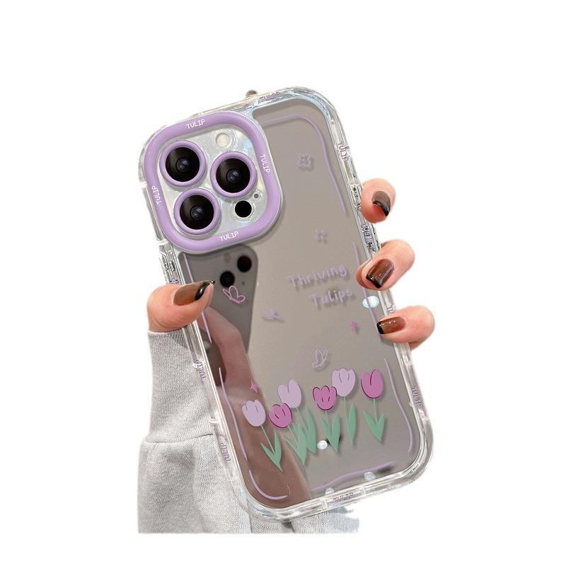 Масляная живопись Тюльпаны Подходит для 16promax Чехол для iPhone Iphone14/13 Прозрачный 12 Зеркальный Xs/15