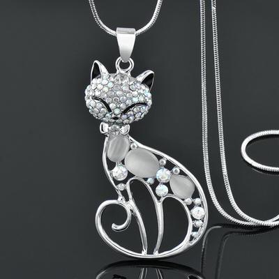 Сексуальное длинное ожерелье со стразами и опалом для тела, длинное ожерелье серебряного цвета для женщин, эффектные ювелирные изделия 410 KO4