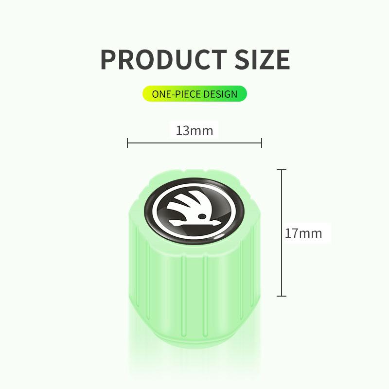 4PCS Luminous Car Tire Valve Cap Fluorescent Night Glowing Decor For Skoda Rapid Octavia A5 S Kodiaq Fabia A7 Octavia VII