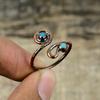 Кольцо «Спящая красавица» с бирюзой, медные гальванические украшения, регулируемое кольцо, кольцо ручной работы с драгоценным камнем, гальваническое медное кольцо, подарки для женщин