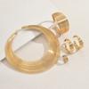 Fashionable Multi-Layer Metal Jewelry Set Geometric Line Collar Adjustable Opening Wristband For Women