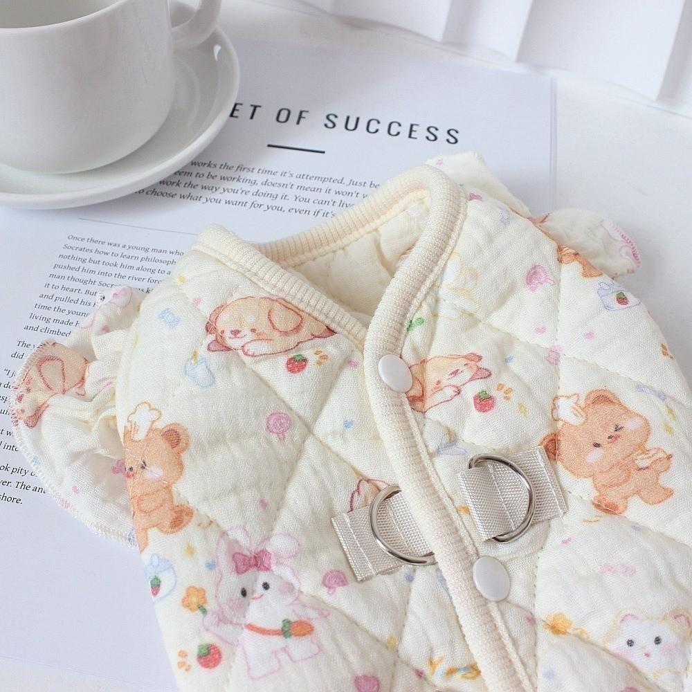 Cartoon Print Dog Coat Flying Sleeves Pet Warm Jacket Cute Pet Cotton Vest  Outdoor Photography