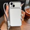 Роскошный чехол для телефона с большим окном и ремешком для iPhone 15 Plus, 15, 14 Plus, 14, 13. Премиальный текстурированный корпус