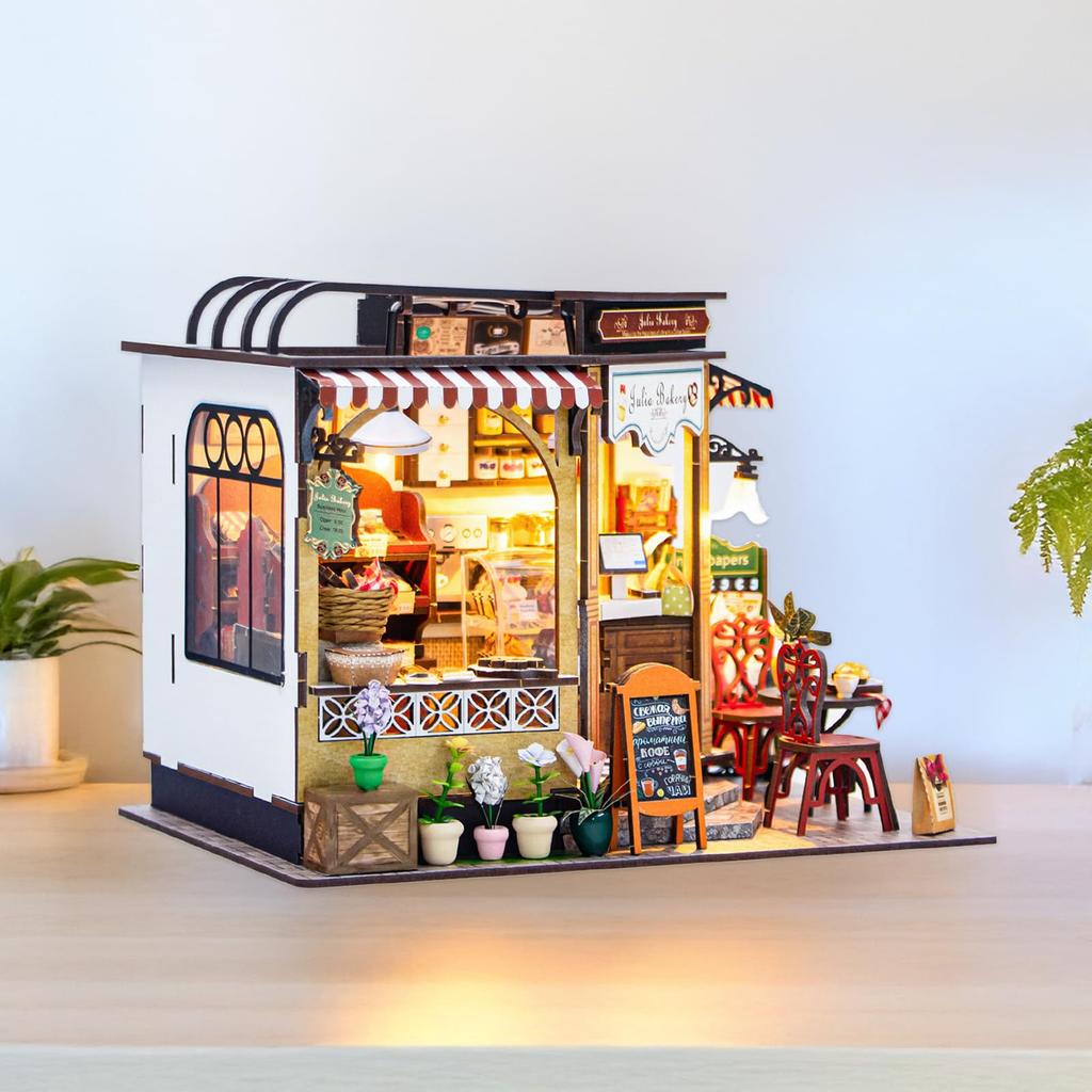 CRESYMME Dollhouse Miniature Wooden 3D DIY Handmade for Adults Kit, Puzzle, (Julia's Bakery)