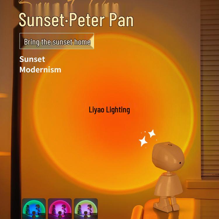 Проектор-светильник 'Закат Астронавта' - Радужная Ночь и Атмосферная Лампа для Спален и Фотографий