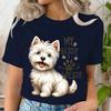 My Bestie Is A Westie Cute Dog Breeds Quotes T-shirt Women Funny Dog Paw Prints Tee Cartoon Animal Lover Gift Funny Tshirt Women