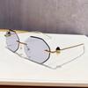 JYL TS Halara polygon sunglasses, ins metal shades, unisex rimless UV block eyewear