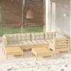 Day and Night - Day and Night Garden Furniture 7 Pieces and Cushions Solid Cream Pine Wood