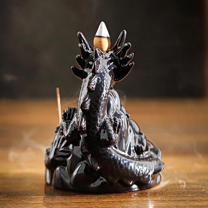 1шт обратный поток сандалового дерева благовония керамическая курильница палочка держатель для домашнего декора изысканный дракон в форме без благовоний курильница для благовоний