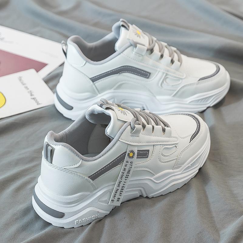 Осенняя Мода Платформа Кроссовки 2024 Новые Кожа ПУ Женские Толстая Подошва Повседневные Кроссовки Молодежные Девушки Студенты Тренировочная Обувь Шнуровка