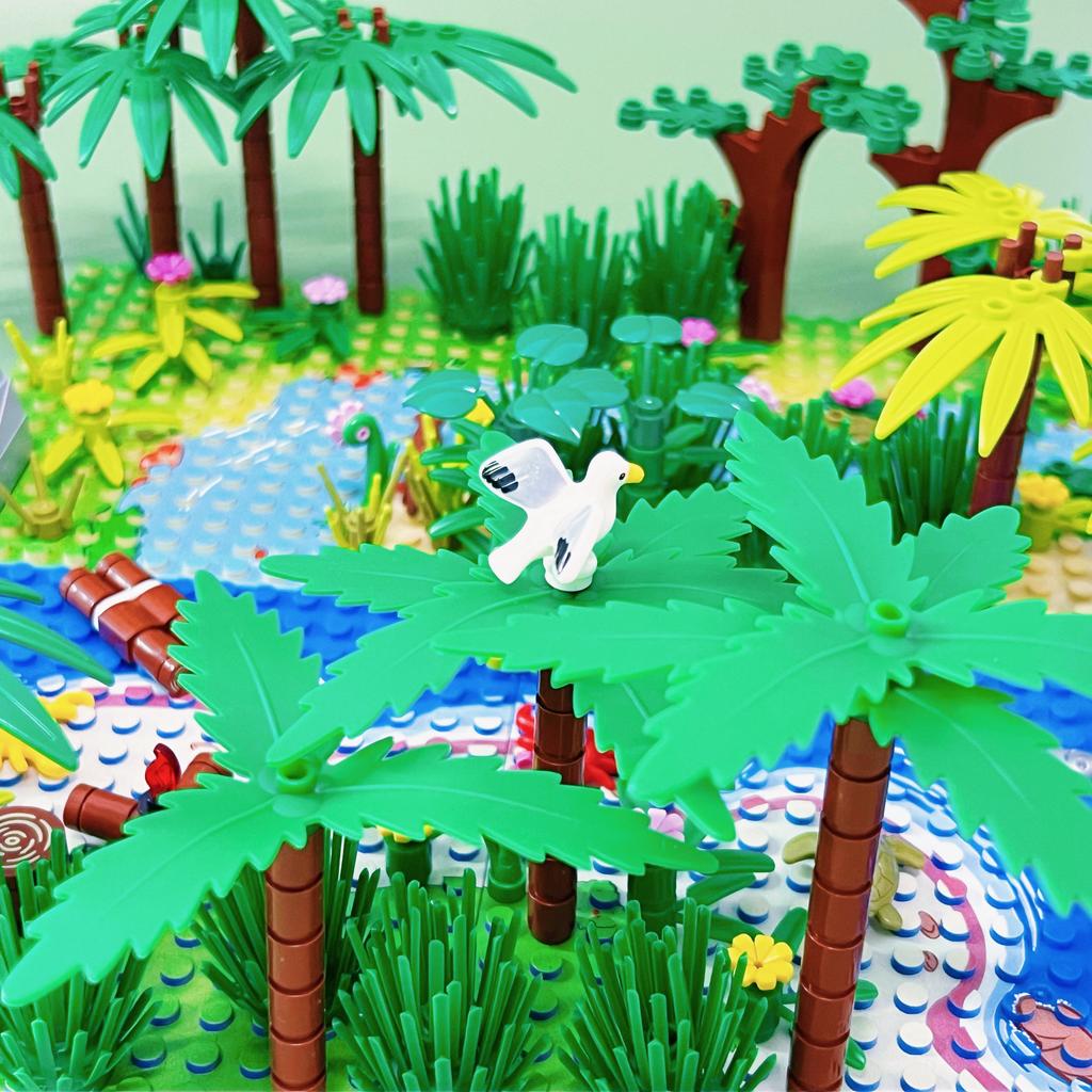Moc Rainforest Building Blocks Toys Sets Diy Toy Island Trees Animals Fish Crocodile Crab Turtle Blocks Toys For Children Gifts