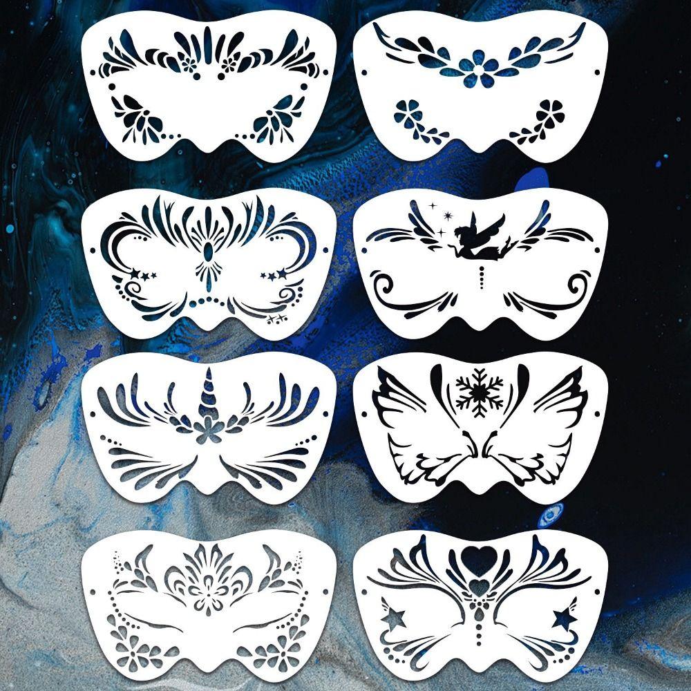 8Pcs Hollowed Body Art Stencils Multiple Pattern Face Paint Templates Cosplay