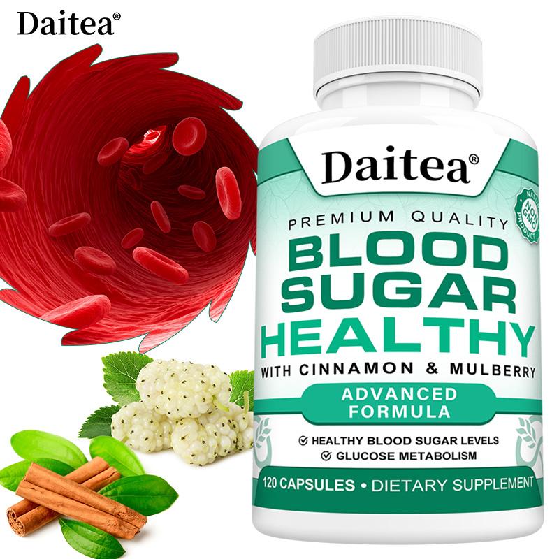 Daitea Blood Sugar Healthy Supplement with Cinnamon & Mulberry, 120 Capsules