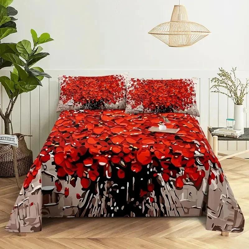 Red Rose Floral Microfiber Flower Bedding Set Single Twin Double Queen King Cal King Size Bed Linen Set