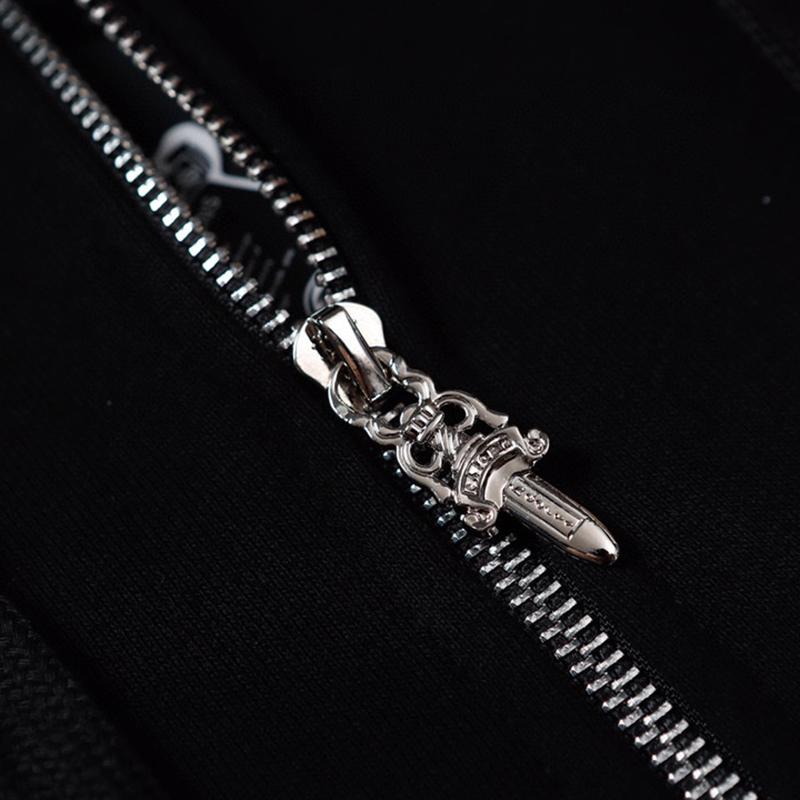 831 CHROME HEARTS 2026 Осень-Зима Новая модель Большого размера Классический стиль Логотип Молния Толстовка с капюшоном, Подходит для ношения парами