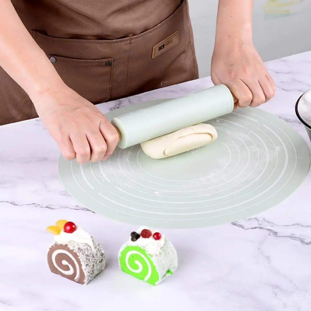 2 шт./набор со шкалой Скалка Коврик для теста набор Силиконовый коврик для теста Форма для выпечки Подушечка для замешивания Тесто