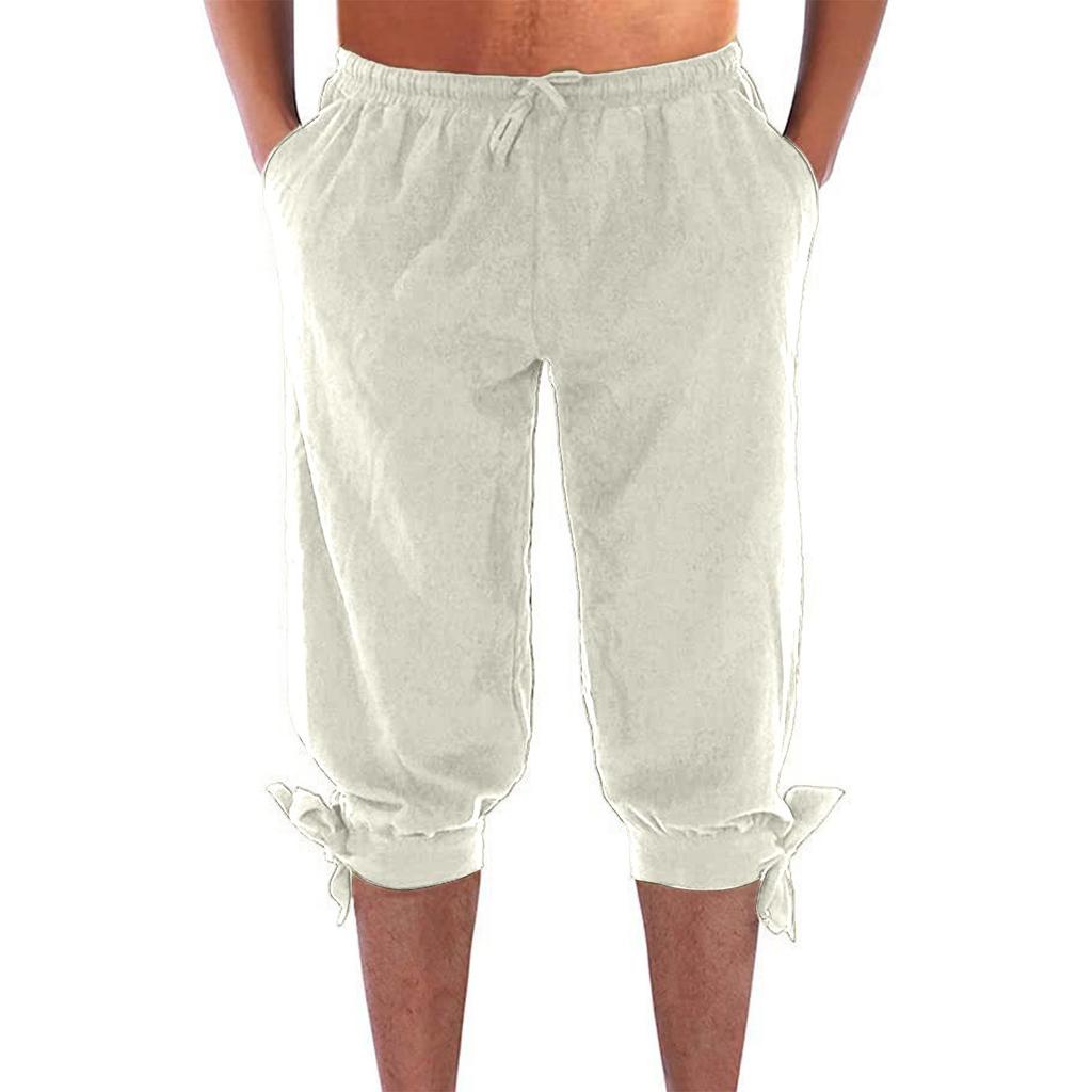 Мужские повседневные свободные прямые летние пляжные штаны для йоги на шнурке