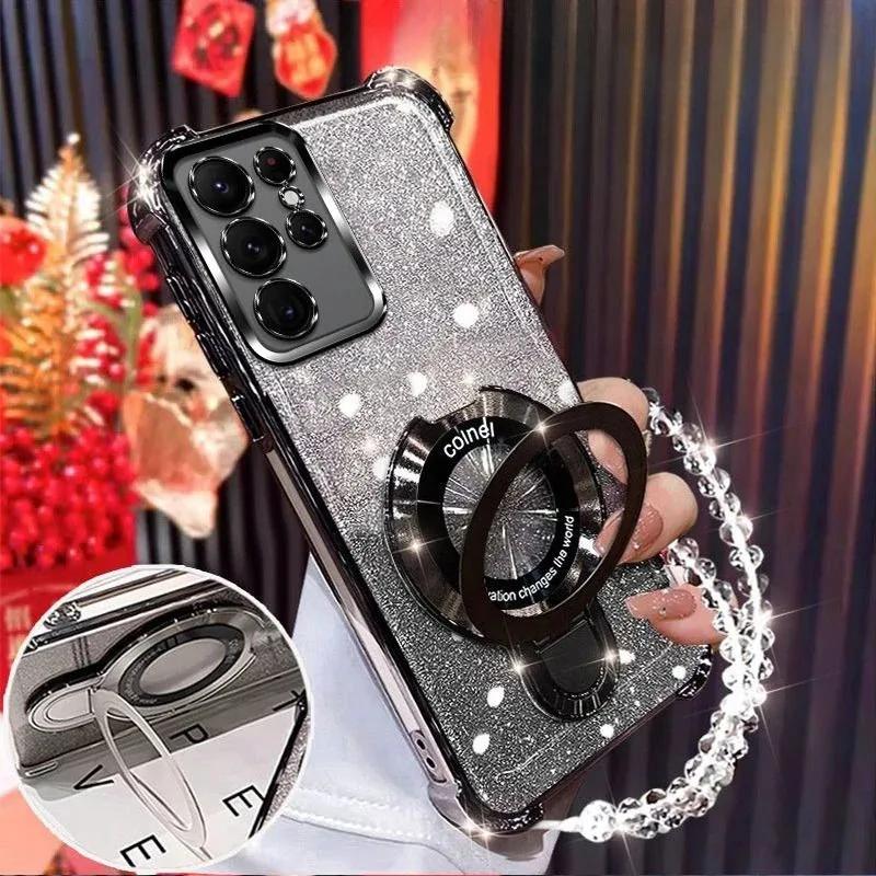 Для Xiaomi 15T Xiomi 17 Pro Max 13T 14T Pro 15 Ultra Противоударный чехол для телефона Блестящий Магнитный держатель-подставка Браслет Мягкая крышка