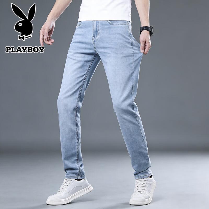 Playboy Men's Casual Summer Stretch Straight Jeans