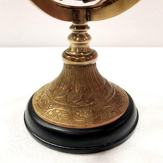 Nautical Army Engraving Sphere Decorative Globe Wooden Black Base Home Decorative