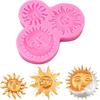 Sun Moon Face Fondant Mold, Silicone Chocolate Candy Mold for DIY Baking Sugar Craft Gum Resin Clay Cake Decorating, Pink