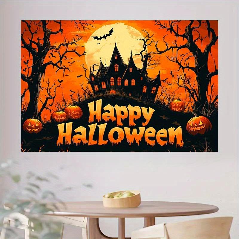 1pc 2D flat Halloween banner background cloth, create a horror atmosphere, home decoration, no power supply required——sym