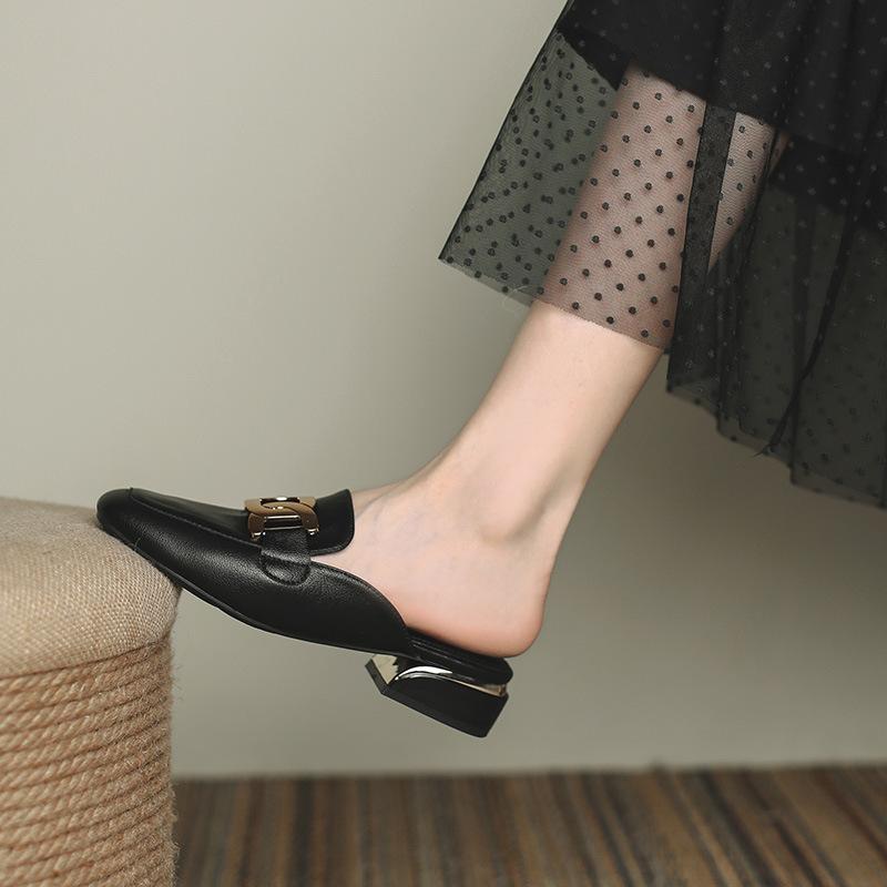 Новые туфли для женщин Новые летние тапочки из натуральной кожи для девочек Элегантные повседневные сандалии для улицы для девочек Туфли на высоком каблуке