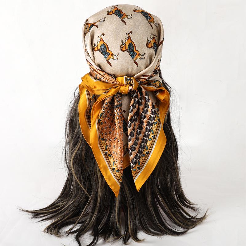 Square Silk Scarf for Women, 70x70cm Bandana, Printed, For The Neck, Office,Hair, Hand, BandanaHead Covering