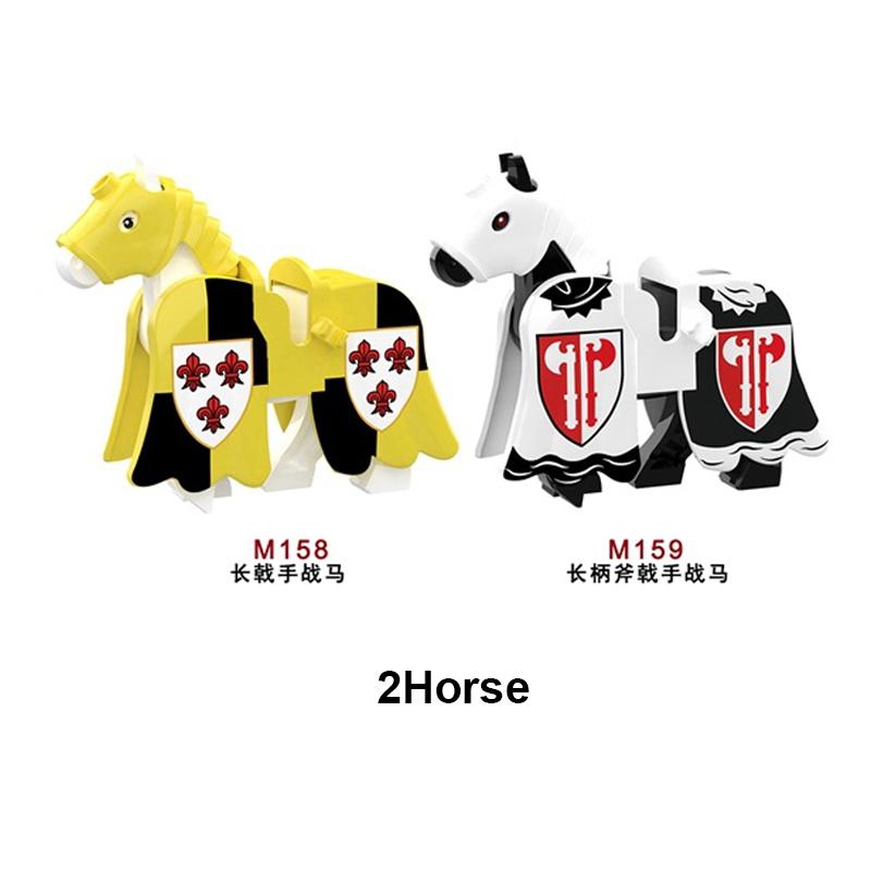 Военные Строительные Блоки Средневековый Солдат Рыцари Снаряжение Скакун Боевой Конь Флаг Волка Жилеты Щиты Огненный Дракон Мини Кирпич Игрушка