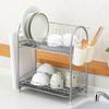 Wahei freiz Iron Drainer Basket Plonge 2 Tier Slim Powder Coating Cutlery Pocket Rear Board Holder PM-9016