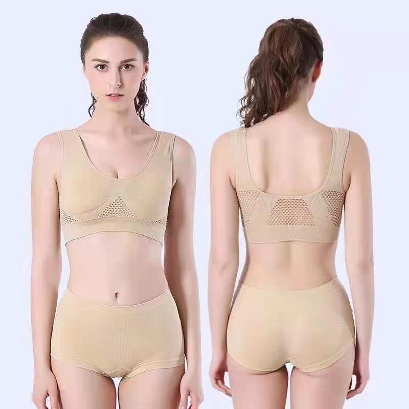 1pcs Women Sports Bra Large Size No Steel Ring Seamless Underwear Removable Chest Pad Runing Sport Hollow Mesh Vest Bras