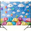 1 umbrella theme cartoon background, showing rain, clouds and raindrops, for shower background cloth party banner
