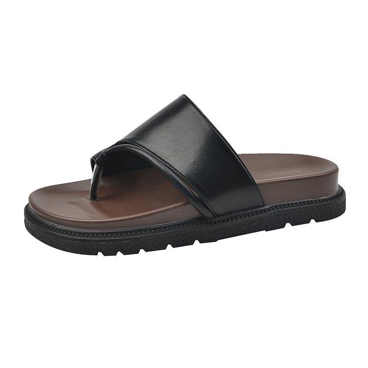 Fashion 2025 Summer New Casual Flat Bottom Slippers Women's Shoes Clip Toe Fashion Low Heel Sandal Slippers Platform Black Flip Flops