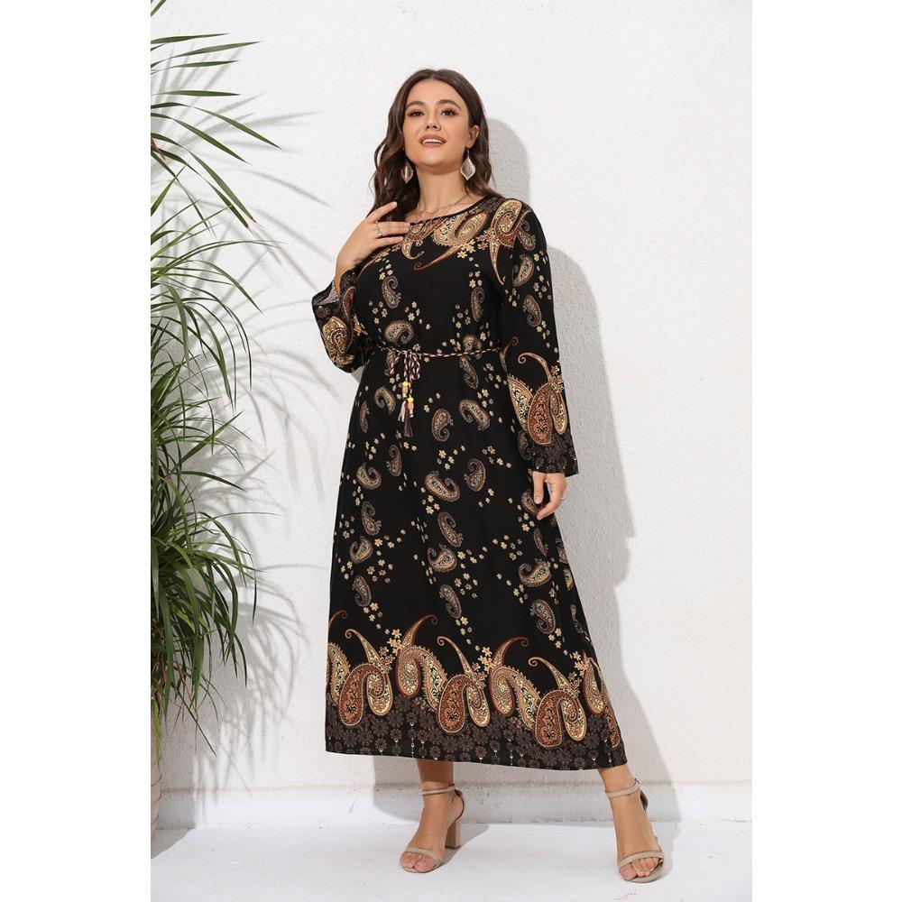 Большие размеры XL-5XL Женские платья Весенние и осенние платья Длинные платья Свободные узкие длинные платья для мам