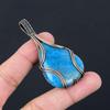 Неоново-синий апатит, ювелирные изделия из чистой медной проволоки, обернутый кулон ручной работы