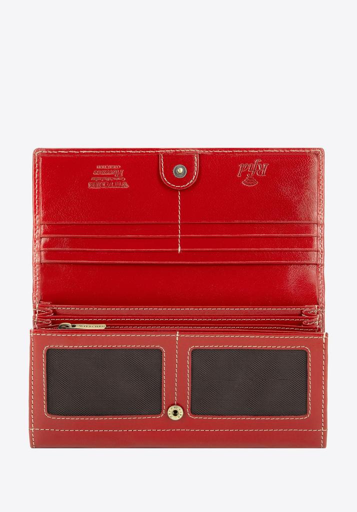 Wittchen Women's Leather Wallet With Horizontal Stitching, Red, Natural Leather