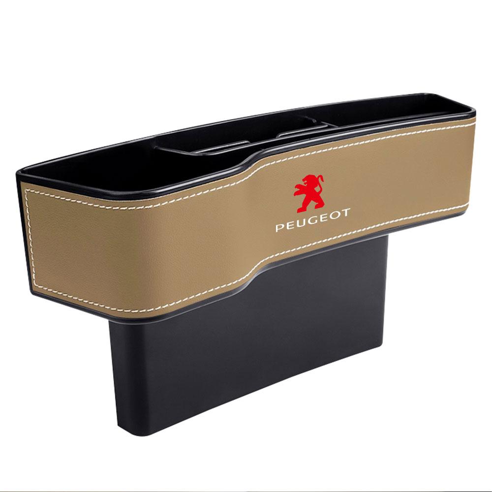Leather Car Seat Gap Storage Box Slit Organizer Bag Valve Cap Holder Accessories For Peugeot 2008 3008 107 206 207 208 307 308