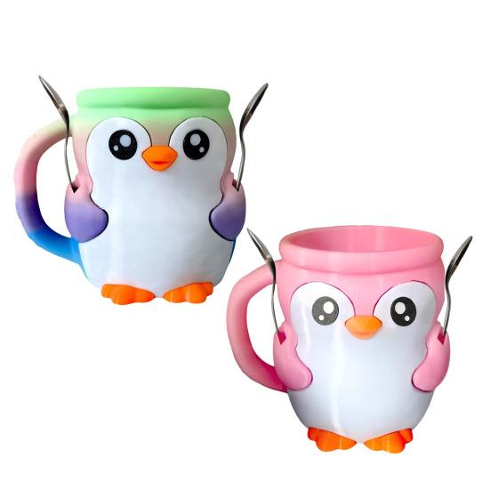 Пингвин Держатель для пинты мороженого с ложкой Ящик для закусок Многоразовые контейнеры для мороженого Подставки для эскимо Рукав для стакана/банки пива