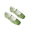 Square Head Flat Bottom Mary Jane Women'S Shoes Retro One-Word With Satin Surface Chinese Style Single Shoes