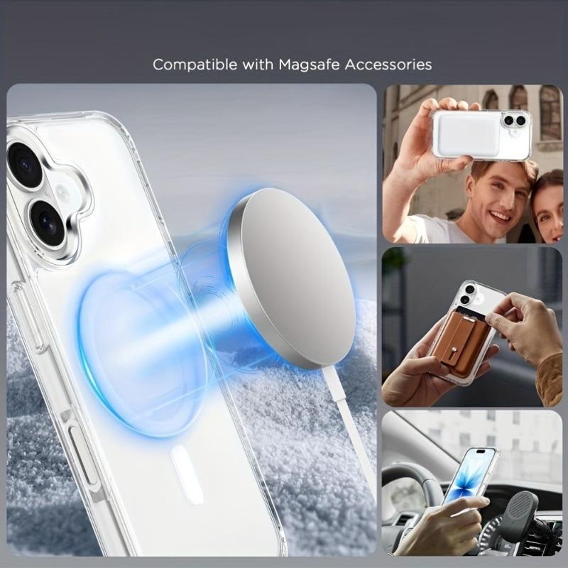 Новый прозрачный чехол для MagSafe для iPhone 17Air 16 15 14 13 12 11 Pro Max, противоударный чехол для беспроводной зарядки с магнитной функцией