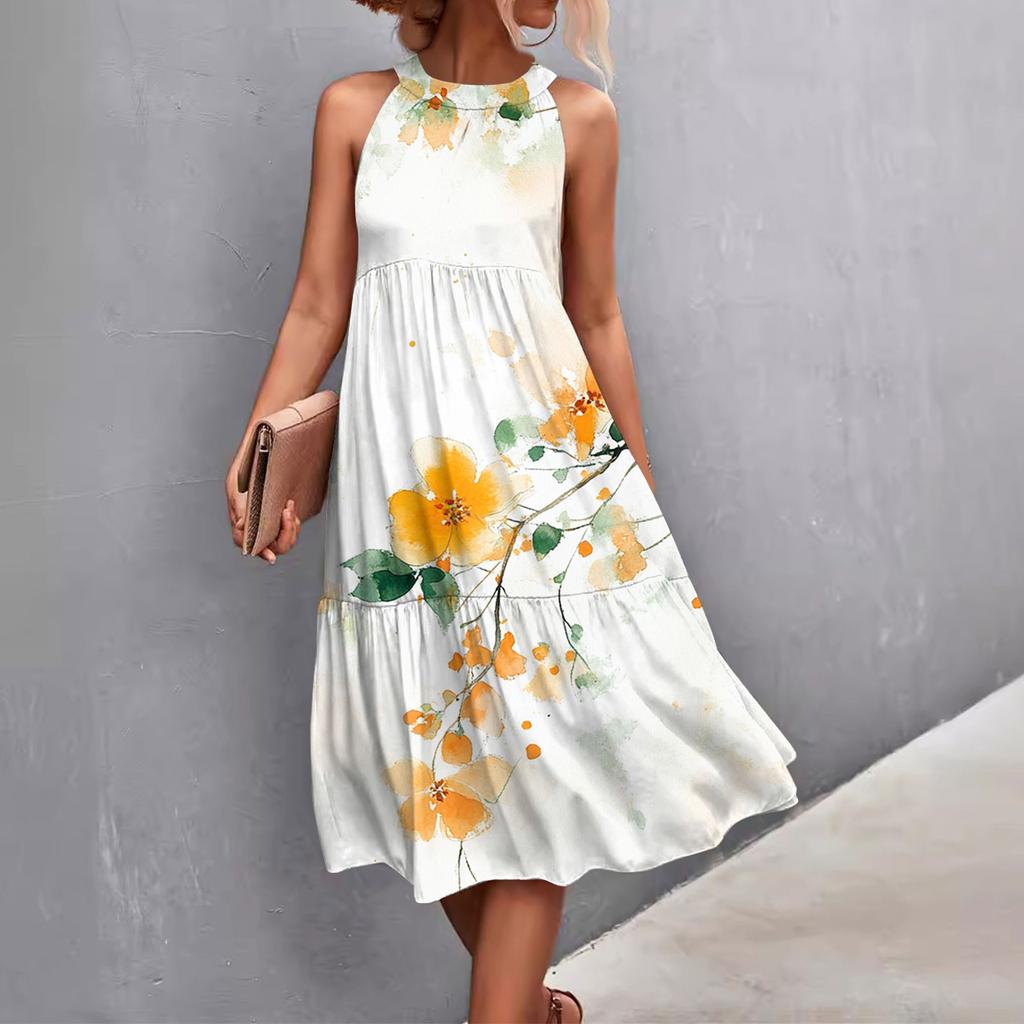 Женские летние платья без рукавов с принтом ко Дню святого Валентина, свободные, повседневные, с висячим вырезом, пляжные платья