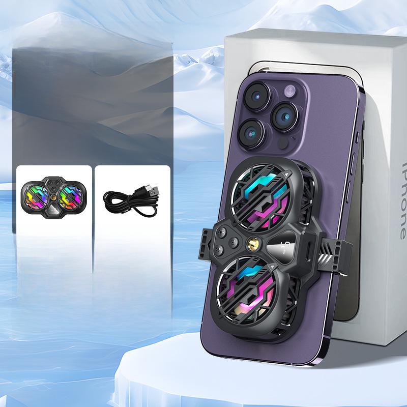 Двухъядерный мобильный кулер 2024 года: Цифровой дисплей температуры и зажим для полупроводникового радиатора