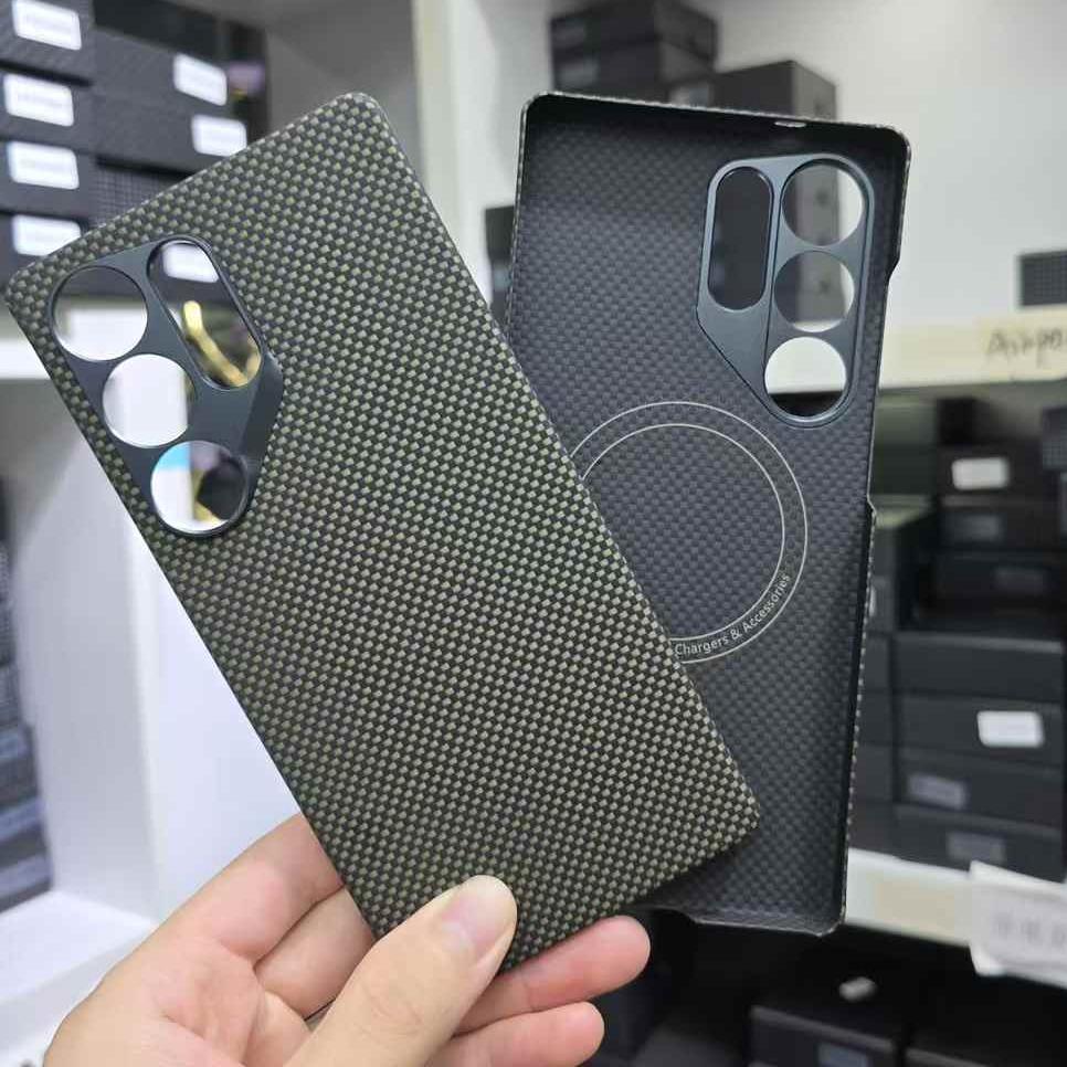 Aramid Kevlar Carbon Fiber Hard Case for Samsung S25 Ultra Magnetic Protective Shell Floating Woven Color Galaxy S24 Ultra Light Shell
