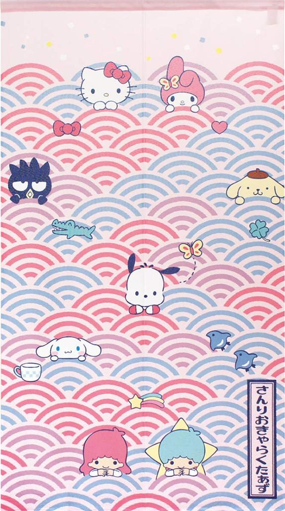 Норен Кобо Норен Персонажи Sanrio Гобелен, 85 см в ширину x 150 см в длину, Поп-японский узор, 92191
