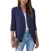 Fall Women's Solid Color Open Front Cardigan Jacket Three Quarter Sleeve Ruffle Trim Top for Leisure Outfits