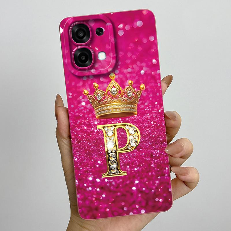 Для Oppo A6 Pro 2025 Модный Чехол для Телефона с Первой Буквой для Пары для Oppo A6 Pro A6Pro 4G 5G Мягкий Силиконовый ТПУ Защитный Чехол для Линзы